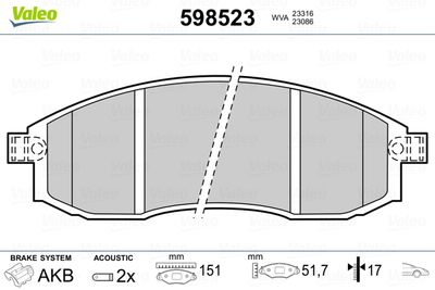 Brake Pad Set, disc brake 598523