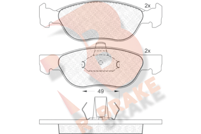 R BRAKE RB1602 Тормозные колодки и сигнализаторы  для FIAT PUNTO (188_) 1.9 JTD