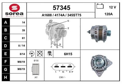 Генератор EAI 57345 для NISSAN NOTE