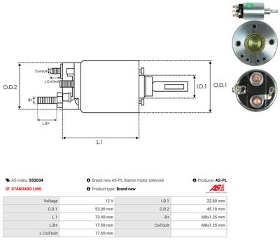 Elektromagnetický spínač, štartér AS-PL AS SS2034