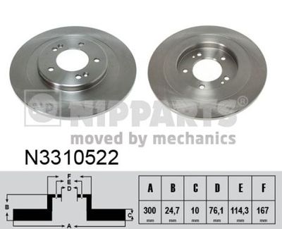 NIPPARTS N3310522 Тормозные диски  для HYUNDAI i40 I CW (VF) 1.6 CRDi