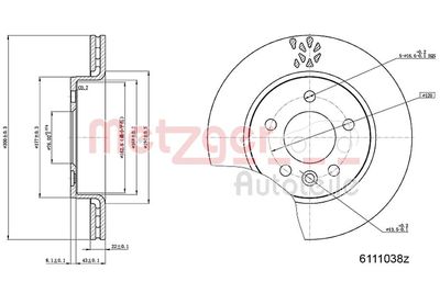 Brzdový kotouč METZGER AUTOTEILE 6111038