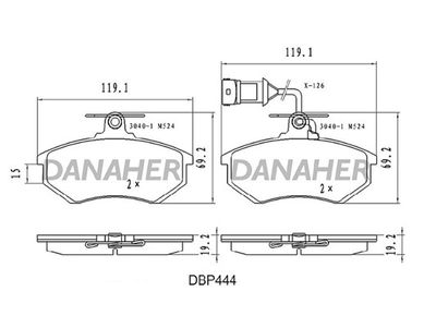 Комплект тормозных колодок, дисковый тормоз DANAHER DBP444 для CHERY ELARA