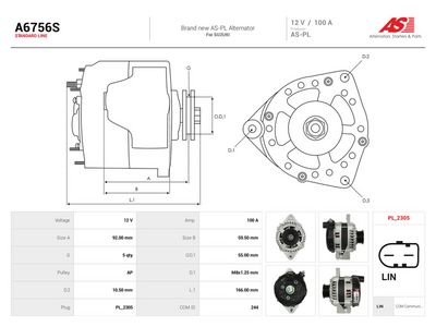 AS-PL - Alternátor SUZUKI , A6756S