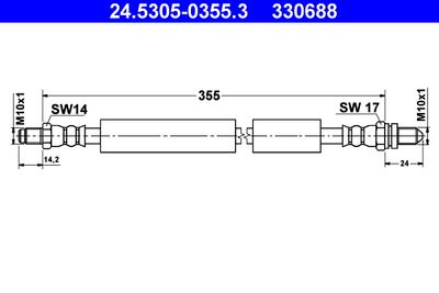 Тормозной шланг ATE 24.5305-0355.3 для FORD PUMA