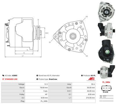 GENERATOR / ALTERNATOR AS-PL A3065 4