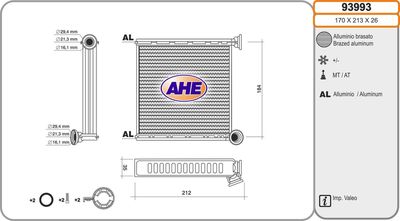Теплообменник, отопление салона AHE 93993 для AUDI Q2