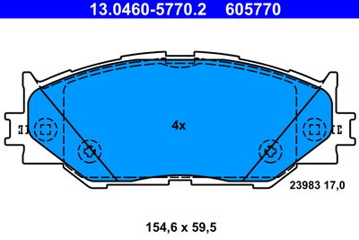 Комплект тормозных колодок, дисковый тормоз ATE 13.0460-5770.2 для LEXUS IS