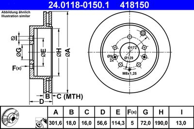 Тормозной диск ATE 24.0118-0150.1 для MAZDA CX-7