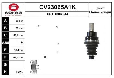 GELENKSATZ ANTRIEBSWELLE EAI CV23065A1K