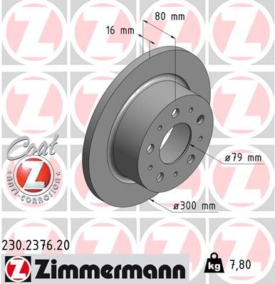 Bromsskiva ZIMMERMANN 230.2376.20