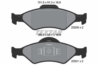 Комплект тормозных колодок, дисковый тормоз TEXTAR 2320001 для FORD KA
