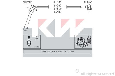 Комплект проводов зажигания KW 360 435 для TOYOTA PASEO