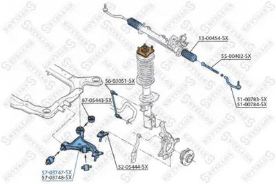 носач, окачване на колелата STELLOX 57-03747-SX