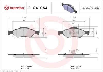 BREMBO Remblokkenset, schijfrem PRIME LINE (P 24 054)