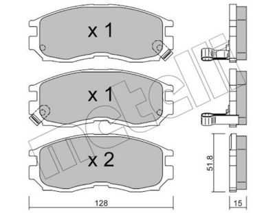 комплект спирачно феродо, дискови спирачки METELLI 22-0224-0