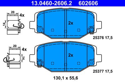 Комплект тормозных колодок, дисковый тормоз ATE 13.0460-2606.2 для LANCIA VOYAGER