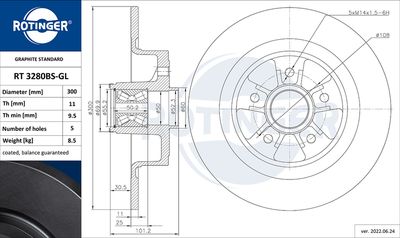 Tarcza hamulcowa ROTINGER RT 3280BS-GL