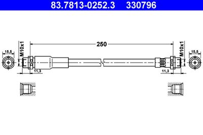 ATE 83.7813-0252.3 Тормозной шланг  для AUDI V8 (Ауди В8)