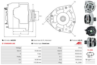 GENERATOR / ALTERNATOR AS-PL A6529S 4