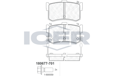 Комплект тормозных колодок, дисковый тормоз ICER 180677-701 для ACURA LEGEND