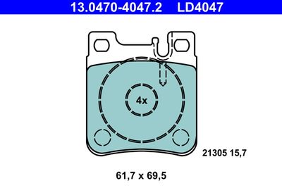 Комплект тормозных колодок, дисковый тормоз ATE 13.0470-4047.2 для MERCEDES-BENZ SL