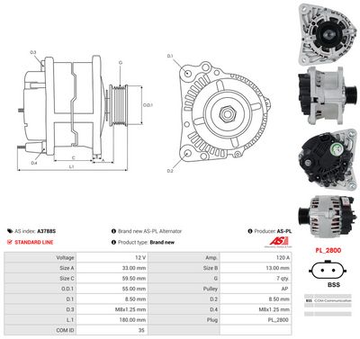 GENERATOR / ALTERNATOR AS-PL A3788S 4