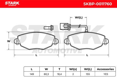 комплект спирачно феродо, дискови спирачки STARK SKBP-0011760
