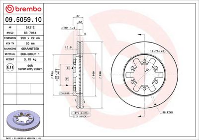 BREMSSCHEIBE BREMBO 09505910 1