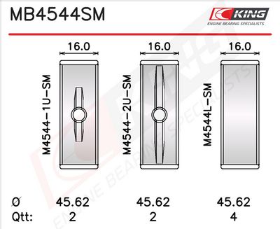 Комплект черупки на лагера на коляновия вал KING MB4544SM0.5