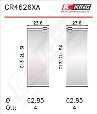 Черупка на биелен лагер KING CR4626XA