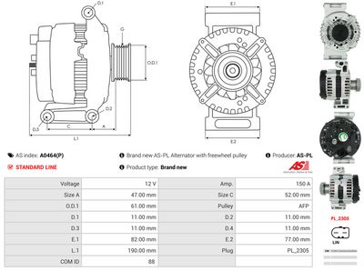 GENERATOR / ALTERNATOR AS-PL A0464P 4