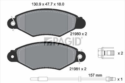 Zestaw klocków hamulcowych, hamulce tarczowe PAGID T9070N