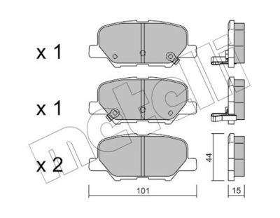 комплект спирачно феродо, дискови спирачки METELLI