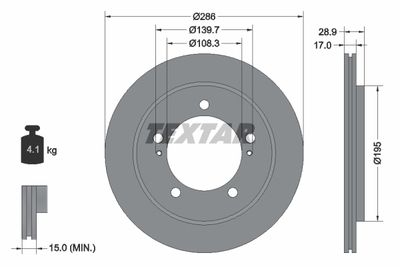 Тормозной диск TEXTAR 92136800 для CHEVROLET TRACKER