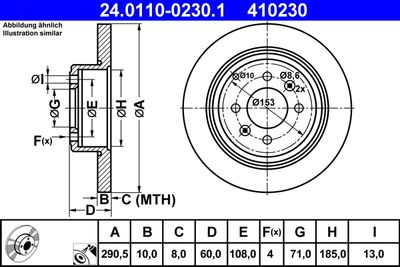 Тормозной диск ATE 24.0110-0230.1 для PEUGEOT 406