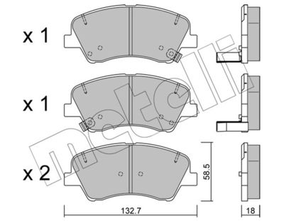 Комплект тормозных колодок, дисковый тормоз METELLI 22-1167-0 для KIA STONIC