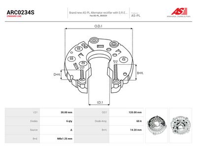 AS-PL - Usmerňovač alternátora VW , ARC0234S