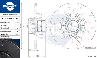 Tarcza hamulcowa ROTINGER RT 3228BS-GL T9