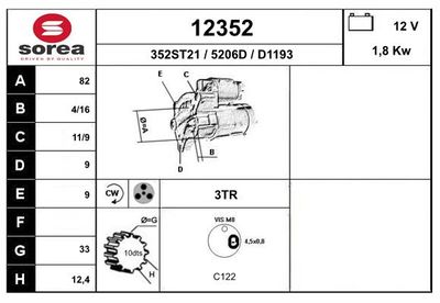 EAI 12352 Стартер  для FIAT FREEMONT (Фиат Фреемонт)