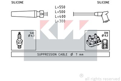 Комплект проводов зажигания KW 360 509 для DAEWOO NUBIRA