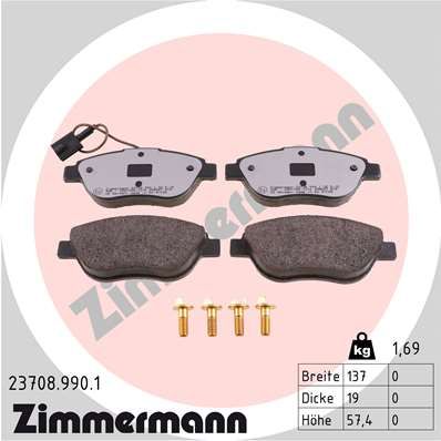 ZIMMERMANN 23708.990.1 Тормозные колодки и сигнализаторы  для FIAT DOBLO (Фиат Добло)