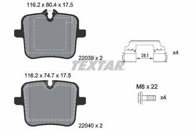 Комплект тормозных колодок, дисковый тормоз TEXTAR 2203901 для ROLLS-ROYCE PHANTOM