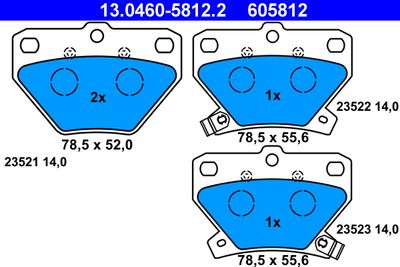 Комплект тормозных колодок, дисковый тормоз ATE 13.0460-5812.2 для TOYOTA IST