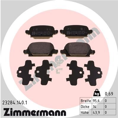 ZIMMERMANN Bremsbelagsatz, Scheibenbremse (23284.140.1)