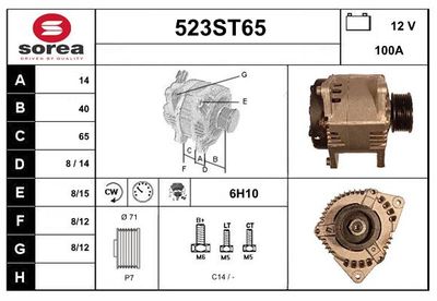 STARTCAR 523ST65 Генератор  для LAND ROVER DEFENDER Cabrio (L316) 3.9 4x4