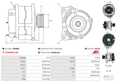 GENERATOR / ALTERNATOR AS-PL A3448S 4