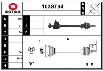 STARTCAR 103ST94 Сальник полуоси  для RENAULT CLIO I (B/C57_, 5/357_) 1.4 (B/C57T, B/C57Y)