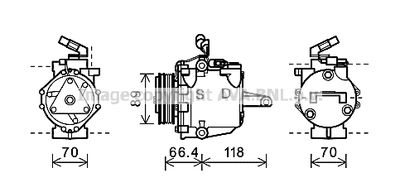 Компрессор, кондиционер AVA QUALITY COOLING MTK225 для MITSUBISHI COLT