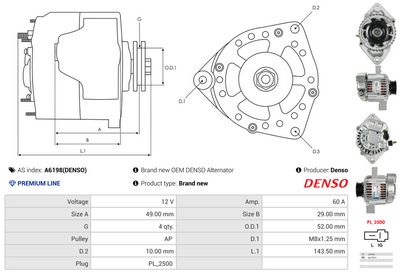 GENERATOR / ALTERNATOR AS-PL A6198DENSO 4